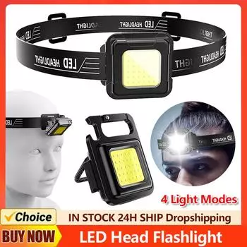 Светодиодный рабочий фонарь с 4 режимами освещения, многофункциональный налобный фонарь с зарядкой через USB-порт типа C, компактный налобный фонарь для кемпинга, бега, пешего туризма