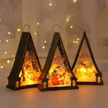 Светодиодный рождественский маленький ночник, портативный подвесной светильник на батарейках, праздничные рождественские украшения, декор Санта-Клауса