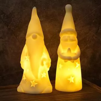 Светодиодный рождественский светильник Санта-Клаус, снеговик, гном, ночник, декоративный стол, беспламенная свеча-конус для спальни, гостиной, обеденного стола Snowman
