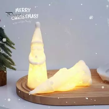 Светодиодный рождественский светильник Санта-Клаус, снеговик, гном, ночник, декоративный стол, беспламенная свеча-конус для спальни, гостиной, обеденного стола Snowman