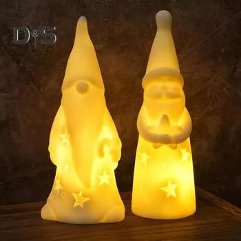 Светодиодный рождественский светильник Санта-Клаус, снеговик, гном, ночник, декоративный стол, беспламенная свеча-конус для спальни, гостиной, обеденного стола Snowman