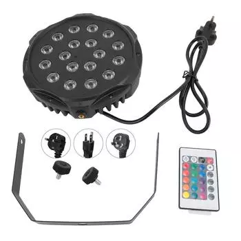 Светодиодный сценический свет 18 X 3 Вт, звуковая активация, 2 рабочих режима, RGB, Par, может использоваться для выступлений, вечеринок, свадеб US Plug 100 to 240V