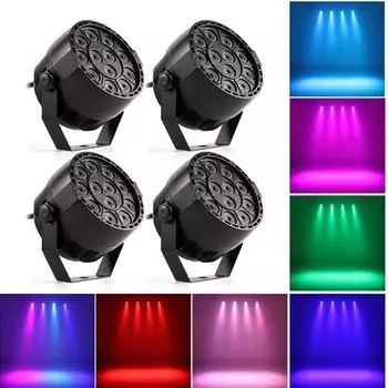 Светодиодный сценический светильник RGBW PAR Lights 12 шт. светодиоды 12 Вт со звуковой активацией, авто EU Plug чёрный