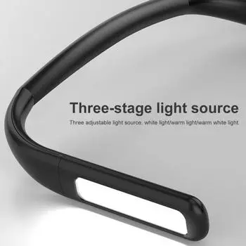 Светодиодный шейный светильник с регулируемой яркостью, без мерцания, неослепляющий, сверхлегкий, цветовая температура, регулируемая освещенность, перезаряжаемый, громкая связь, светодиодный шейный фонарь для чтения белый