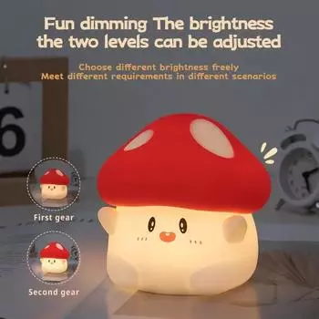 Светодиодный силиконовый ночник в виде гриба, регулируемый таймер, перезаряжаемая лампа, мягкий ночной светильник для сна для детей, декор комнаты, прикроватная лампа теплый белый
