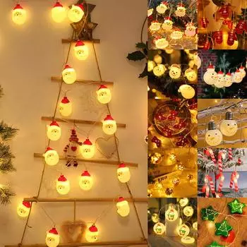 Светодиодный сказочный гирляндный светильник Санта-Клаус Конфета Рождественская елка Декор для спальни Candy Cane 1.5m/4.9ft 10LEDs (1 pc) золотой