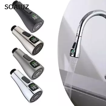 Светодиодный смеситель со сменной насадкой экономит воду сокращает счета за кухонный поворотный кран серебряный