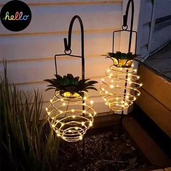 Светодиодный солнечный ананас, подвесной фонарь, водонепроницаемый медный провод, сказочный свет, уличная вечеринка, лампа для фестиваля, свадьбы, декора садового дерева 1PCS