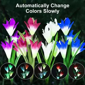 Светодиодный солнечный цветок лилии свет авто многоцветный меняющий солнечный цветок свет для сада вилла проход коридор рождественское украшение синий