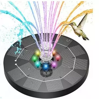 Светодиодный солнечный фонтан 3 Вт, 1500 мАч, фонтан на солнечной батарее с 6 насадками, садовый пруд, фонтанный насос чёрный