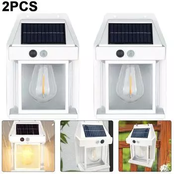 Светодиодный солнечный настенный светильник с датчиком тела, солнечный светильник для сада и двора (белый) ?