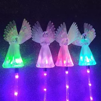 Светодиодный солнечный наземный светильник в стиле ангела, солнечный светильник, садовый пейзаж, наземный светильник, имитация декоративной лампы для газона, водонепроницаемые красочные фонари