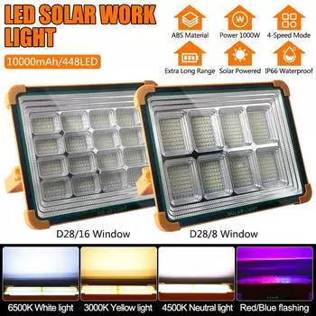 Светодиодный солнечный портативный фонарь для кемпинга, ночной рынок, уличный стенд, портативный прожектор D18 с солнечной зарядкой