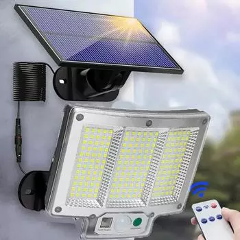 Светодиодный солнечный сплит-светильник, уличный водонепроницаемый, 192 светодиодных прожектора, датчик движения, 3 режима, солнечный свет для сада, охранный настенный светильник A-192 LED