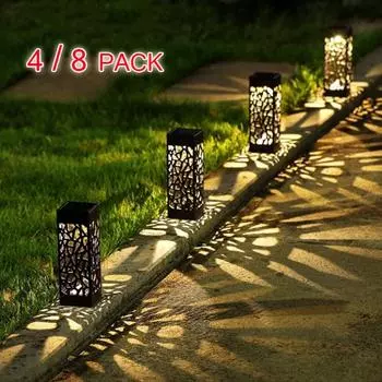 Светодиодный солнечный свет для сада и газона, уличный домашний дорожный светильник, датчик света, водонепроницаемый солнечный уличный фонарь 4 Pack