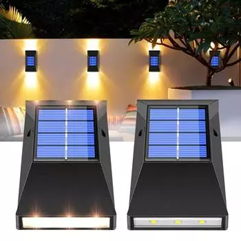 Светодиодный солнечный свет, открытый водонепроницаемый, 6 светодиодов, автоматическое включение ночью, на солнечной энергии, настенный светильник для украшения патио, сада жёлтый