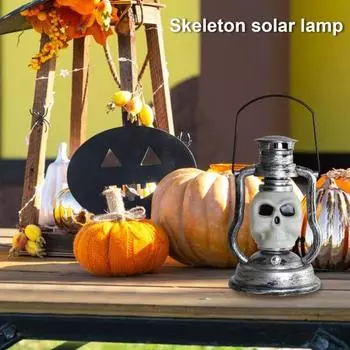 Светодиодный солнечный свет с ручкой, перезаряжаемый IP44, водонепроницаемый, легко повесить, уличный фонарь на солнечной энергии, украшение на Хэллоуин серебряный