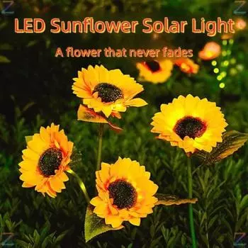 Светодиодный солнечный светильник для газона с подсолнухом IP65, водонепроницаемый, для дорожек, двора, свадьбы, праздника, украшения сада, солнечные лампы для цветов 1 heads-1PC