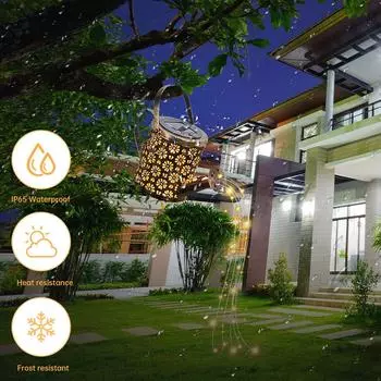Светодиодный солнечный светильник для лейки, подвесной чайник, фонарь, садовый декоративный солнечный светильник-водопад, водонепроницаемый подвесной светильник