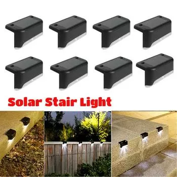 Светодиодный солнечный светильник для лестницы, водонепроницаемый, для улицы, сада, прохода, двора, террасы, ограждения, ступенчатый светильник, ландшафтный светильник, ночной светильник white light чёрный