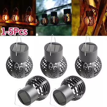 Светодиодный солнечный светильник для сада, водонепроницаемый, мерцающий, с эффектом пламени, шар, солнечные лампы, подвесной фонарь, декор для ландшафтного дизайна двора