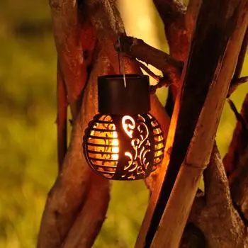Светодиодный солнечный светильник Flame Decorative Light Водонепроницаемый мерцающий эффект пламени, шаровые солнечные лампы, подвесной фонарь, сад, двор, декор, освещение
