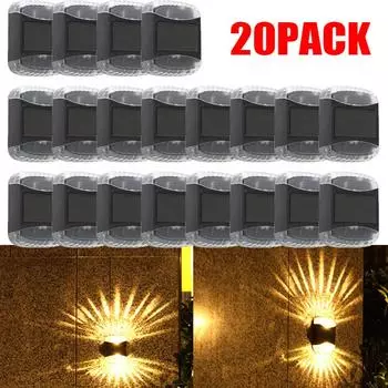 Светодиодный солнечный светильник, наружные настенные светильники, водонепроницаемая солнечная лампа для ограждения, садовое украшение, светодиодная гирлянда White+Color Light-1pcs