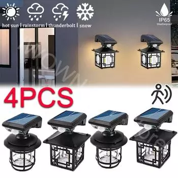 Светодиодный солнечный светильник с 3 режимами работы, датчиком движения, садовый настенный светильник IP65, водонепроницаемый светильник для крыльца, патио, двора, забора, декоративного освещения
