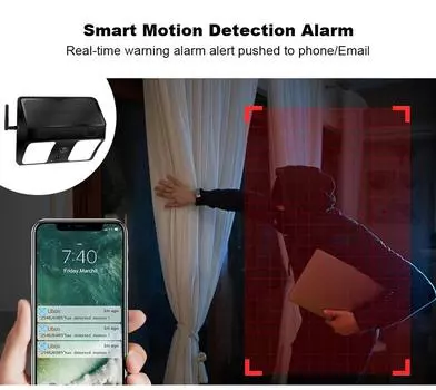 Светодиодный солнечный светильник, водонепроницаемый, HD 1080P, умная камера видеонаблюдения WiFi, датчик движения, безопасность, завод, гараж, сад, освещение