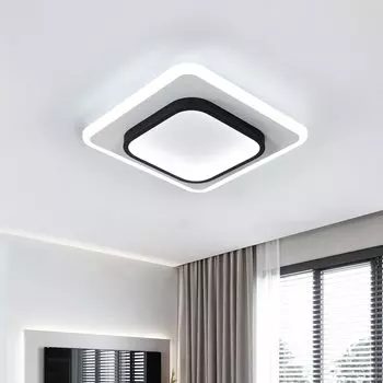 Светодиодный современный квадратный акриловый потолочный светильник 30 см, 30 Вт, черно-белый потолочный светильник для гостиной, спальни, кухни, прихожей, белый 6500K