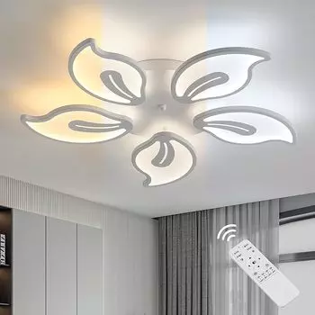 Светодиодный современный потолочный светильник с регулируемой яркостью, пульт дистанционного управления 3000-6500K, белый потолочный светильник для гостиной, столовой, спальни