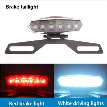 Светодиодный стоп-сигнал для мотоцикла, фары дальнего света, модифицированный электромобиль, 12 В, заднее освещение для скутера, рамка номерного знака, предупреждение Without stand