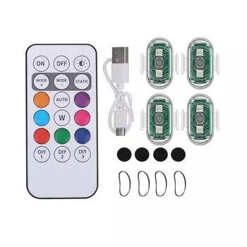 Светодиодный стробоскоп с дистанционным управлением для автомобилей, 8 цветов, 10 режимов, перезаряжаемый через USB, светодиодный предупреждающий световой сигнал, вспышка коричневого цвета