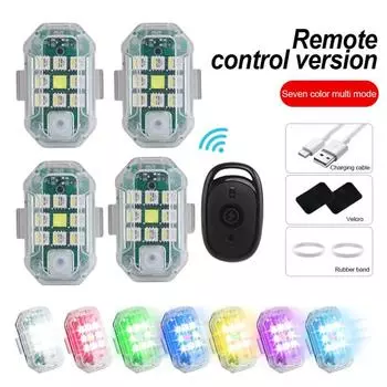 Светодиодный стробоскоп, сигнальная лампа для предотвращения столкновений, индикатор вспышки для автомобиля, мотоцикла, велосипеда, дрона, скутера, задний фонарь, беспроводной пульт дистанционного управления 2,4G 2Pcs