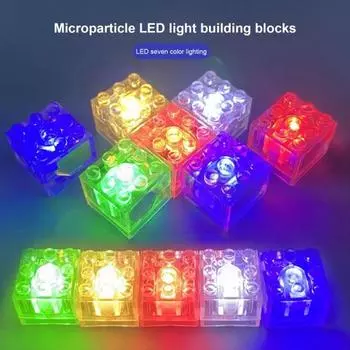 Светодиодный строительный блок «сделай сам», без проводки, образовательный светящийся кубический прозрачный развлекательный светодиодный декоративный блок в форме кирпича красный