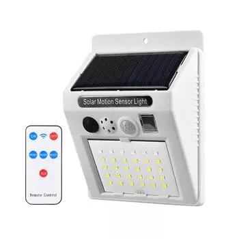 Светодиодный супер яркий настенный светильник на солнечной батарее с датчиком движения с дистанционным управлением, водонепроницаемый, для сада и двора, декоративный уличный светильник на солнечной батарее