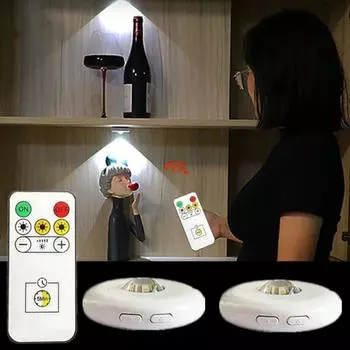 Светодиодный сверхяркий беспроводной ночник с дистанционным управлением и регулируемой яркостью, светодиодный светильник под шкафом для шкафов, гардероба, кухни, спальни 1 Remote 1 Lamp