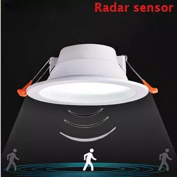 Светодиодный светильник 5 Вт 7 Вт 9 Вт встраиваемый потолочный светильник AC220V светильник с интеллектуальным радарным датчиком светильники для ванной комнаты лестницы балкона 7w