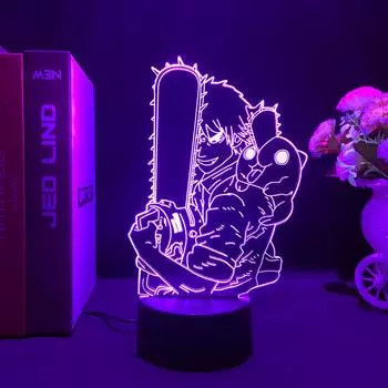 Светодиодный светильник «Человек-бензопила» в стиле аниме для спальни, декоративный ночник, детский подарок на день рождения, прикроватная лампа «Человек-бензопила» в стиле аниме