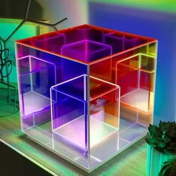 Светодиодный светильник Cube Creative 3D Art Cube Акриловая лампа Регулируемая многоцветная акриловая настольная лампа Красочная