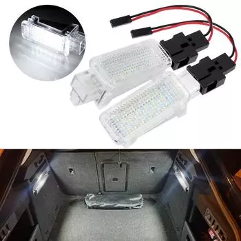 Светодиодный светильник для багажника, 2 шт., для Skoda Octavia Fabia Superb Roomster Kodiaq, светодиодный светильник для багажника автомобиля белый