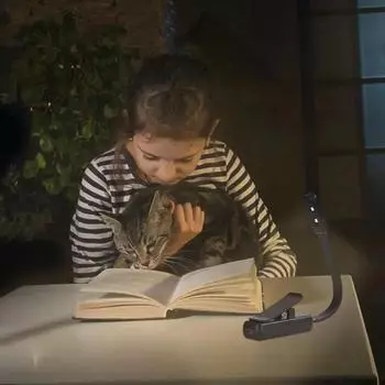 Светодиодный светильник для чтения, книжные светильники с лампой для чтения, портативные и перезаряжаемые светильники для чтения с зажимами для кемпинга, путешествий, учебы Battery чёрный