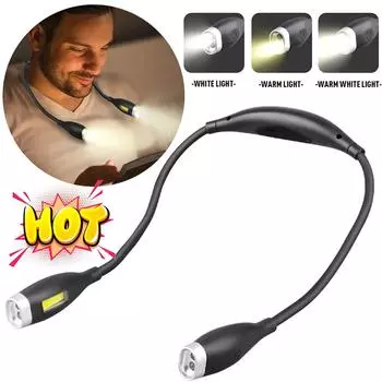 Светодиодный светильник для чтения на шее, перезаряжаемый через USB, лампа для чтения на гибкой ножке, лампа для чтения на шее, ночник для чтения и учебы чёрный