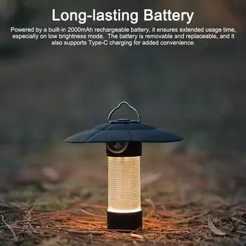 Светодиодный светильник для кемпинга, многофункциональная лампа для палатки, аварийный фонарик, перезаряжаемый рабочий фонарь с 5 шт. чёрный