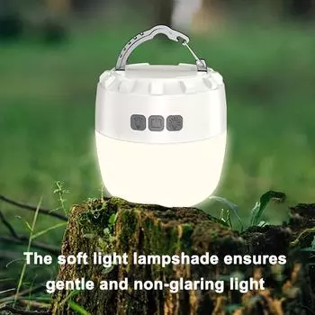 Светодиодный светильник для кемпинга, многофункциональный фонарь для кемпинга, портативная лампа для палатки, перезаряжаемый и водонепроницаемый USB-порт бежевый