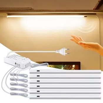 Светодиодный светильник для кухни, 50 см, ручной светильник, светодиодный светильник движения с датчиком, освещение шкафа, 6 портов, светодиодный драйвер, сделай сам, ночник, вилка европейского стандарта 1PCS EU Plug белый