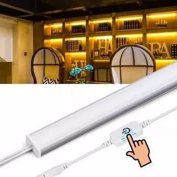 Светодиодный светильник для кухни, трубчатый диммер, сенсорный датчик, управляемый светильник для гардероба, шкаф, жесткая светодиодная лента, алюминиевая подсветка для шкафа 30CM
