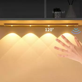 Светодиодный светильник для кухонного шкафа, USB перезаряжаемая умная лампа для спальни, беспроводная кухонная лампа с датчиком движения, ночник