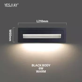 Светодиодный светильник для лестницы, 3 Вт/6 Вт, 86/210 мм, алюминиевый встраиваемый уличный водонепроницаемый встраиваемый светодиодный настенный светильник для лестницы для домашних ступенек 3W-Black-Warm