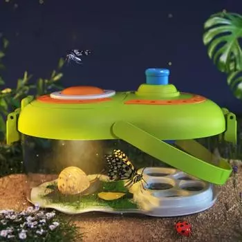 Светодиодный светильник для наблюдения за насекомыми для детей, двойная крышка, ящик для разведения насекомых для муравьев зелёный